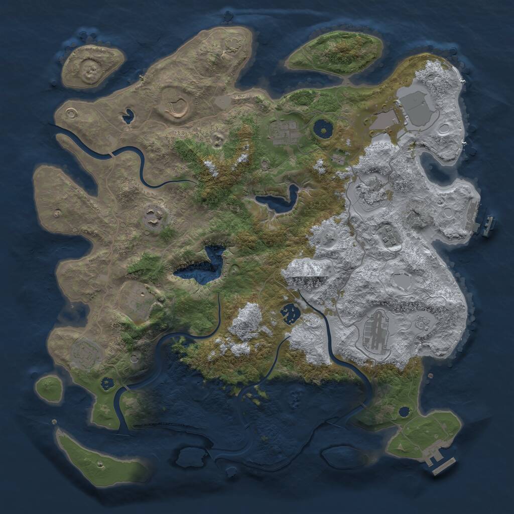 Rust Map: Procedural Map, Size: 4000, Seed: 1909587643, 16 Monuments