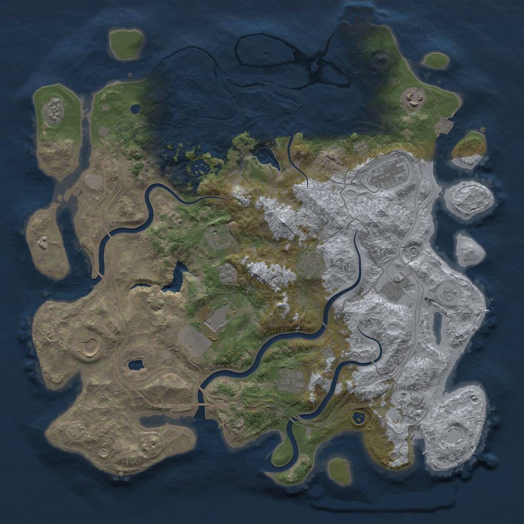 Rust Map: Procedural Map, Size: 4250, Seed: 1674681760, 16 Monuments