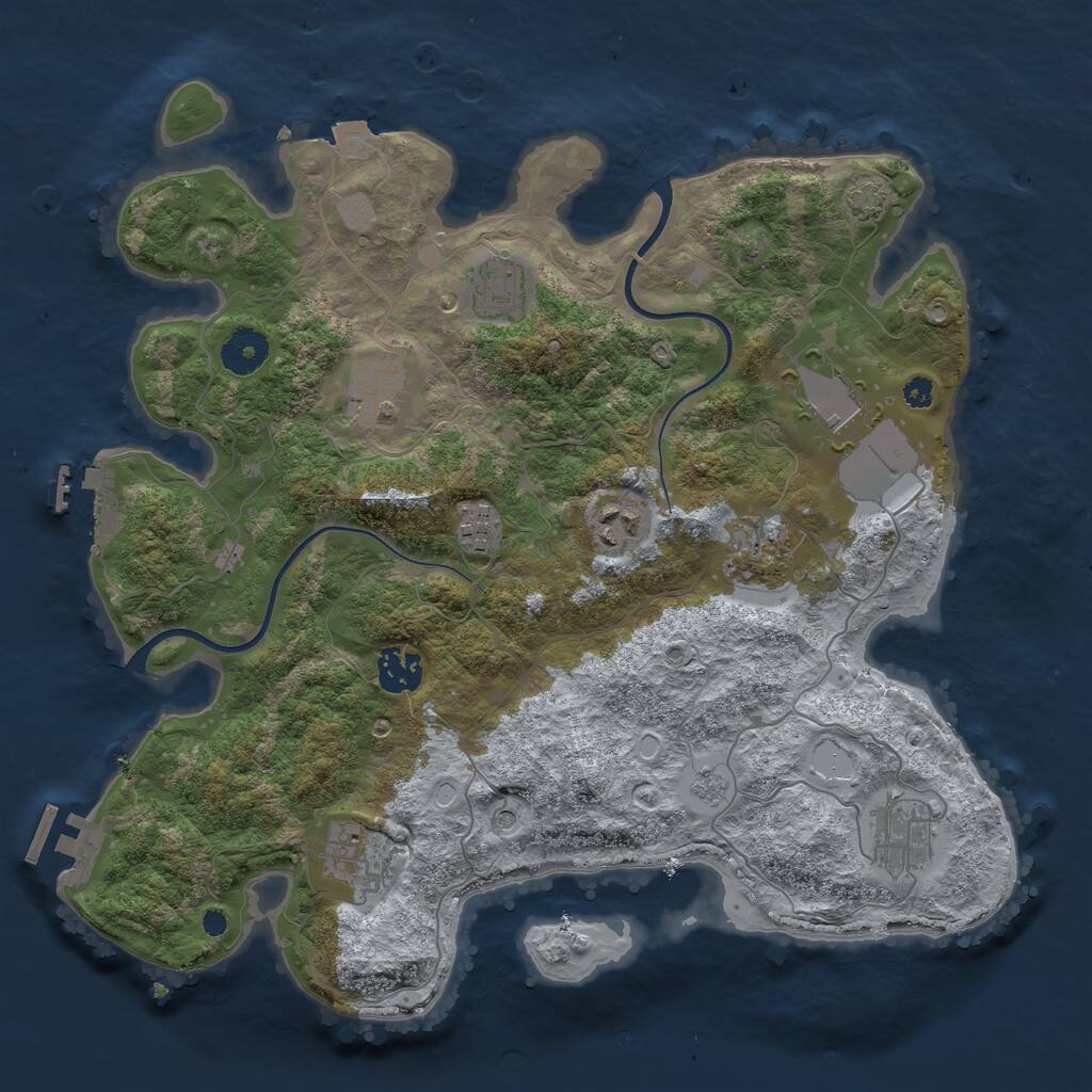 Rust Map: Procedural Map, Size: 3550, Seed: 17542655, 15 Monuments