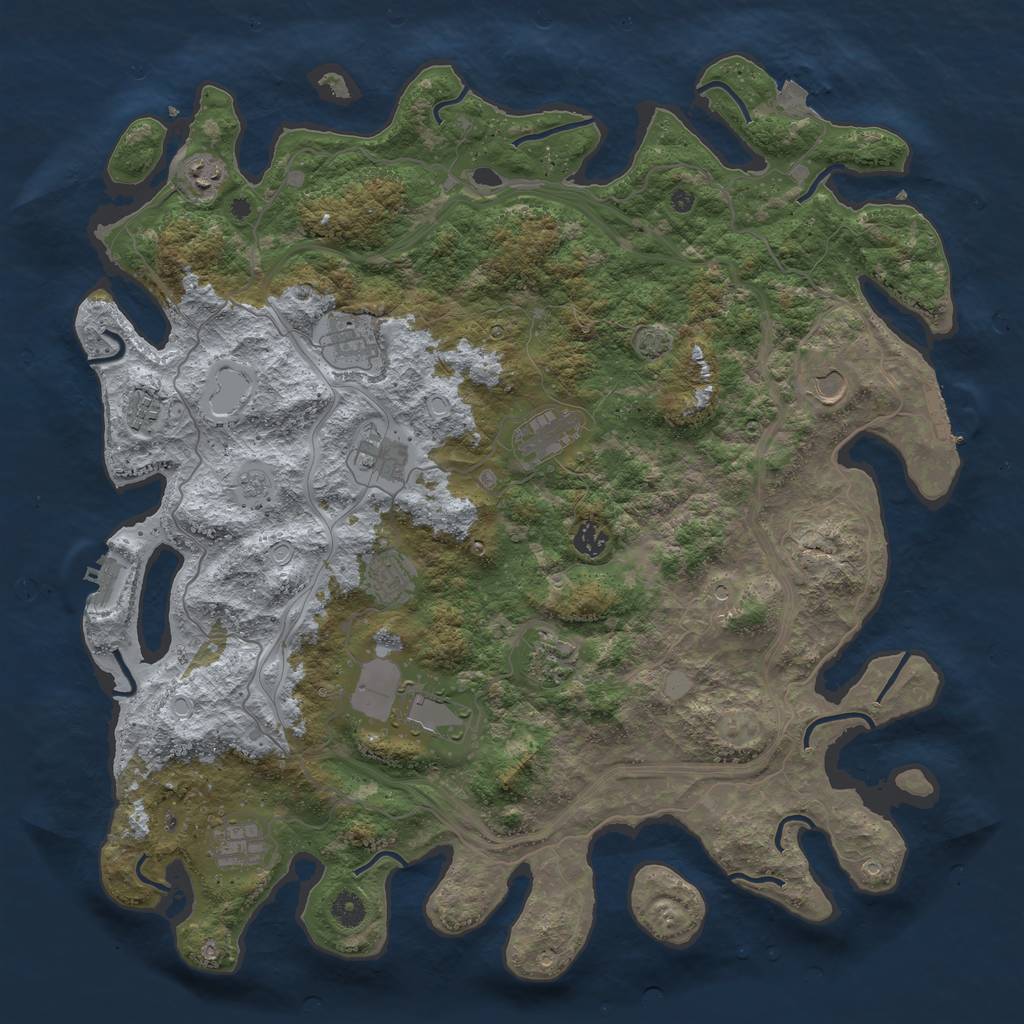 Rust Map: Procedural Map, Size: 4500, Seed: 445566, 19 Monuments
