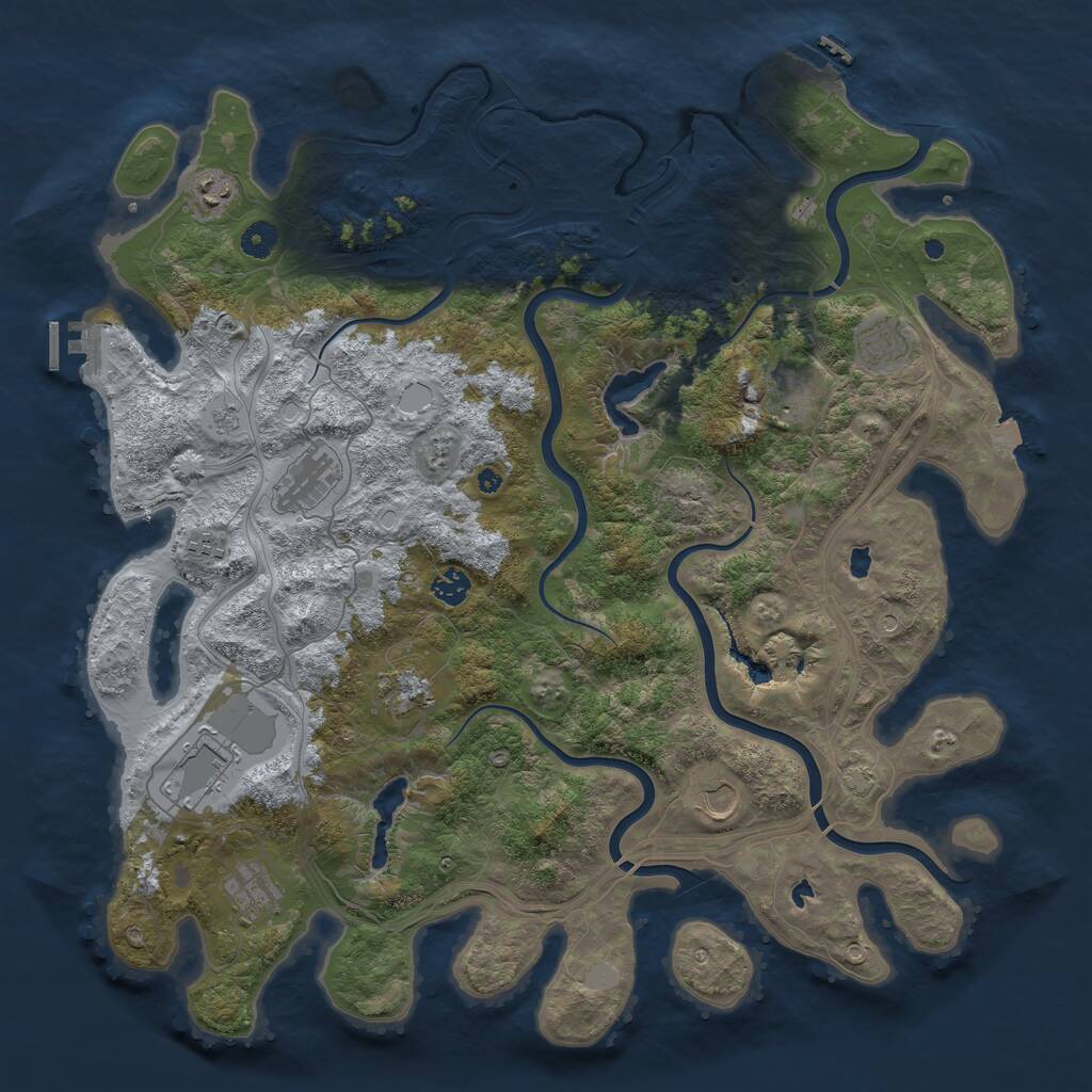 Rust Map: Procedural Map, Size: 4500, Seed: 445566, 16 Monuments