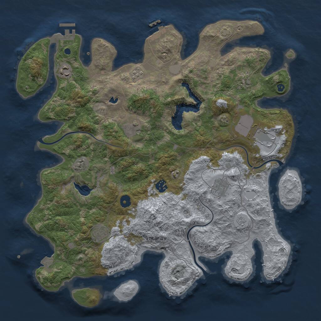 Rust Map: Procedural Map, Size: 4100, Seed: 93571199, 14 Monuments