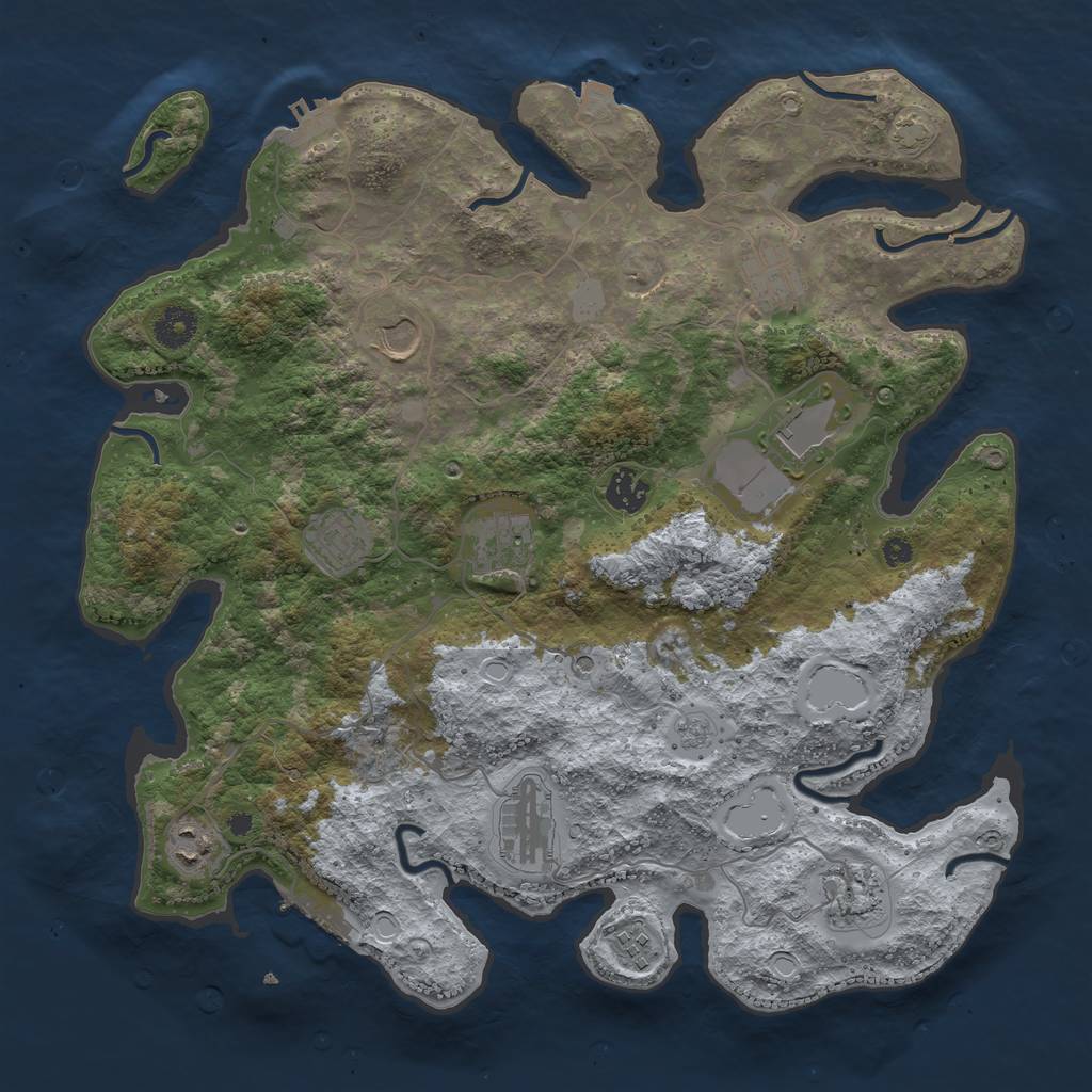 Rust Map: Procedural Map, Size: 3850, Seed: 1664659450, 18 Monuments