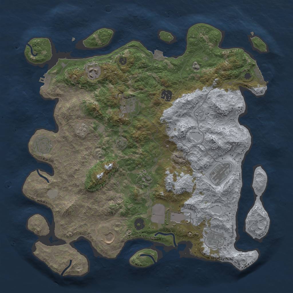 Rust Map: Procedural Map, Size: 3900, Seed: 62183714, 18 Monuments
