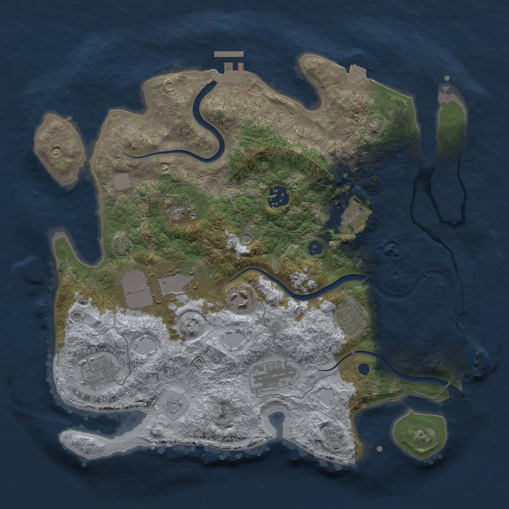Rust Map: Procedural Map, Size: 3500, Seed: 176248331, 15 Monuments