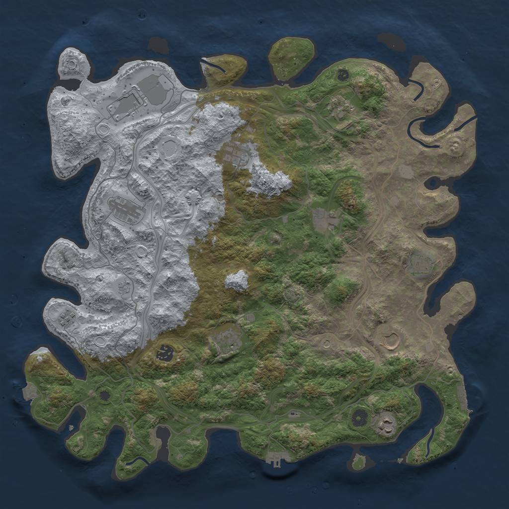 Rust Map: Procedural Map, Size: 4500, Seed: 21341, 19 Monuments