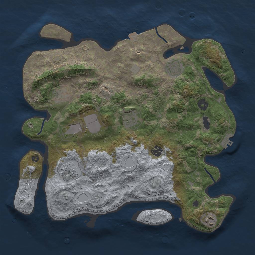 Rust Map: Procedural Map, Size: 3500, Seed: 23123425, 14 Monuments