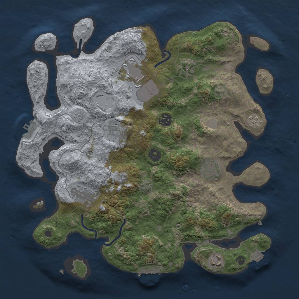 Rust Map: Procedural Map, Size: 3500, Seed: 522495648, 16 Monuments