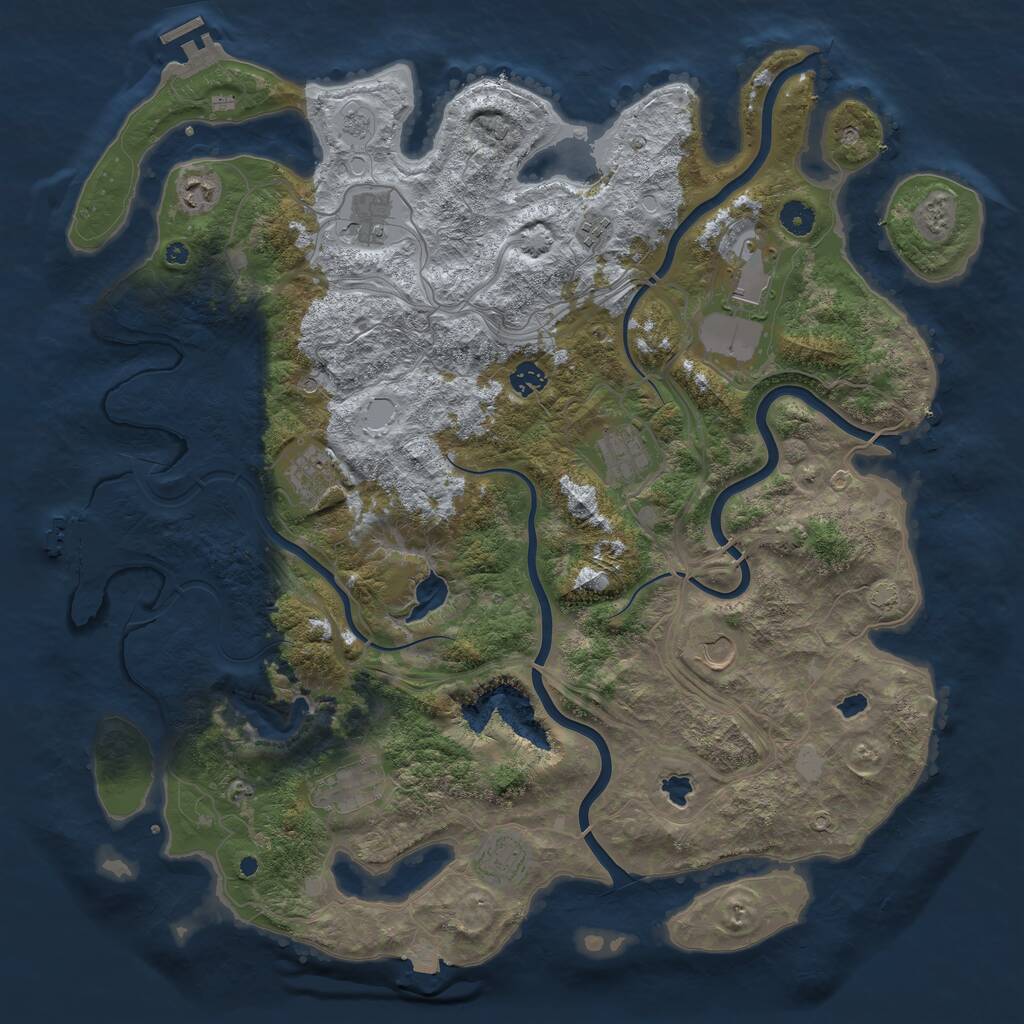 Rust Map: Procedural Map, Size: 4500, Seed: 416824769, 16 Monuments