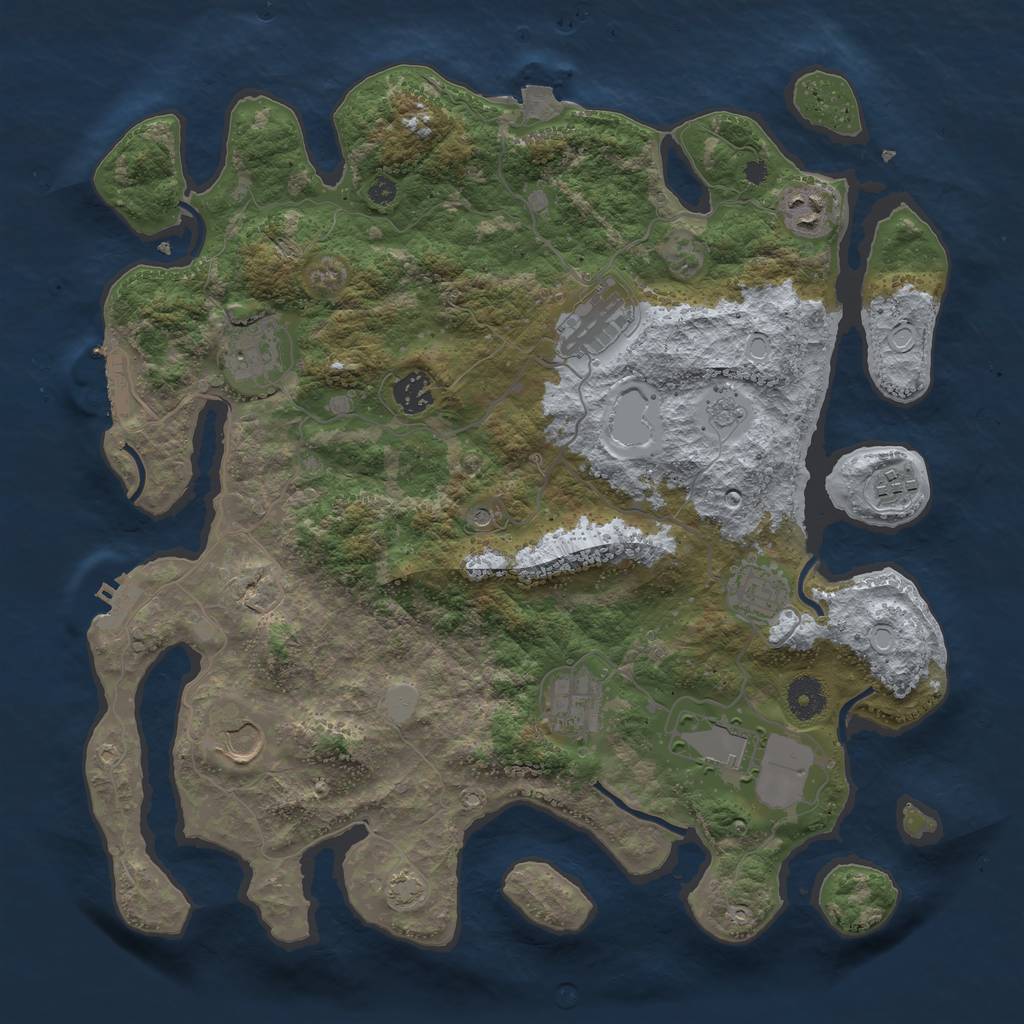 Rust Map: Procedural Map, Size: 3800, Seed: 73761160, 17 Monuments