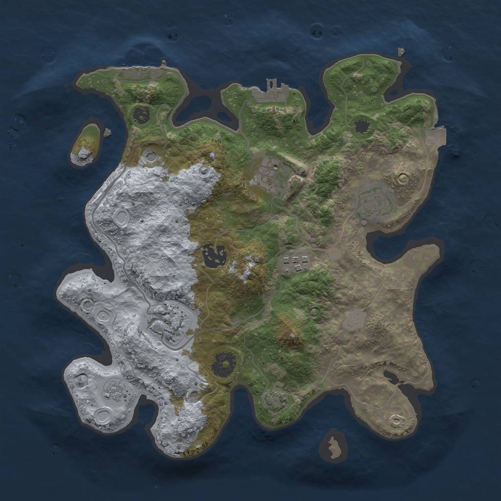 Rust Map: Procedural Map, Size: 3000, Seed: 3487, 13 Monuments