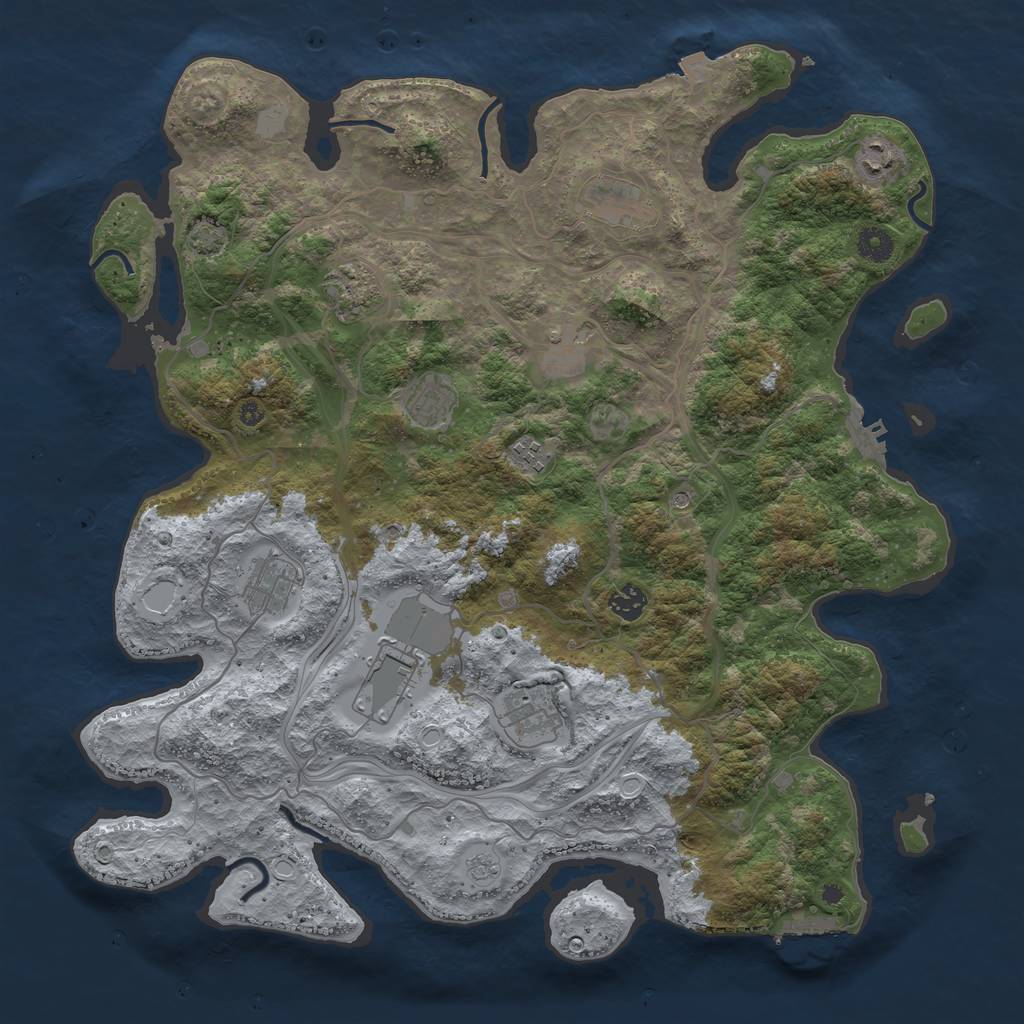 Rust Map: Procedural Map, Size: 4250, Seed: 421514039, 18 Monuments