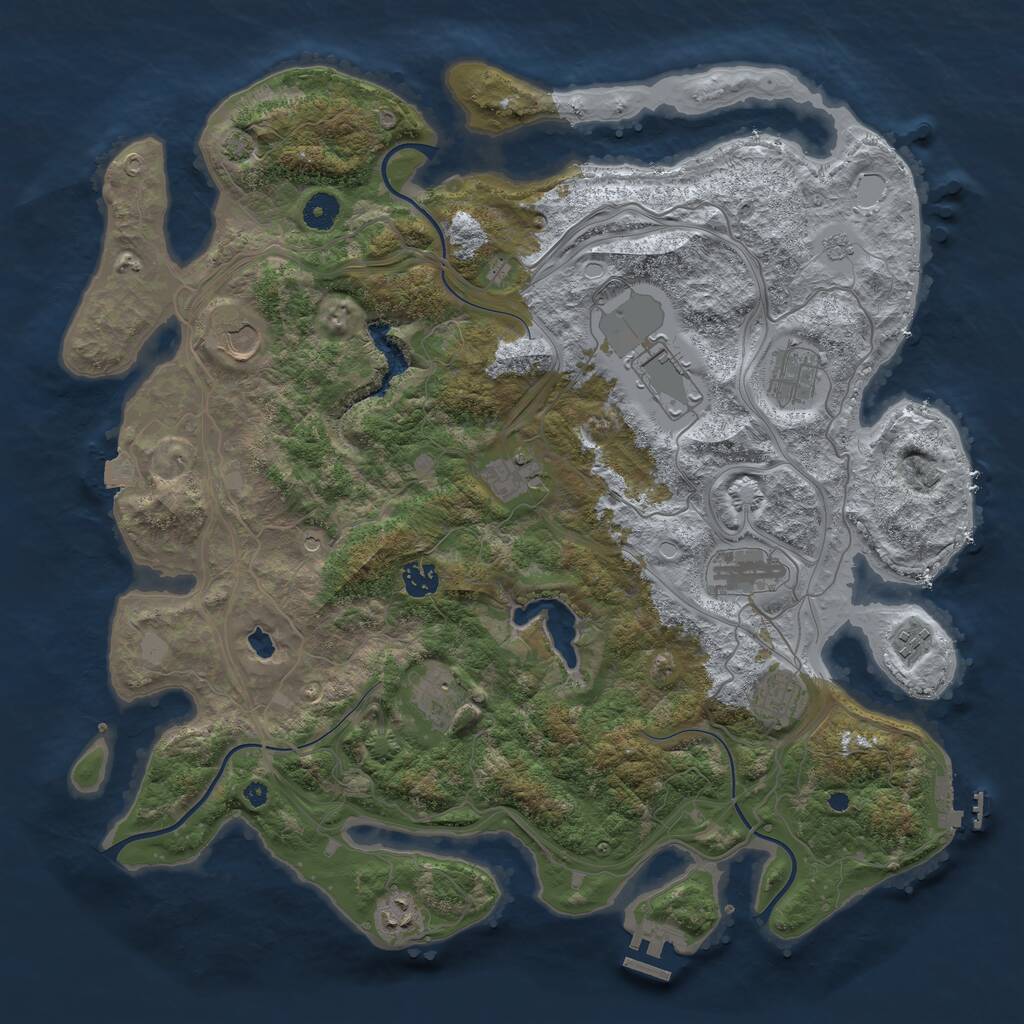 Rust Map: Procedural Map, Size: 4250, Seed: 1184764397, 16 Monuments