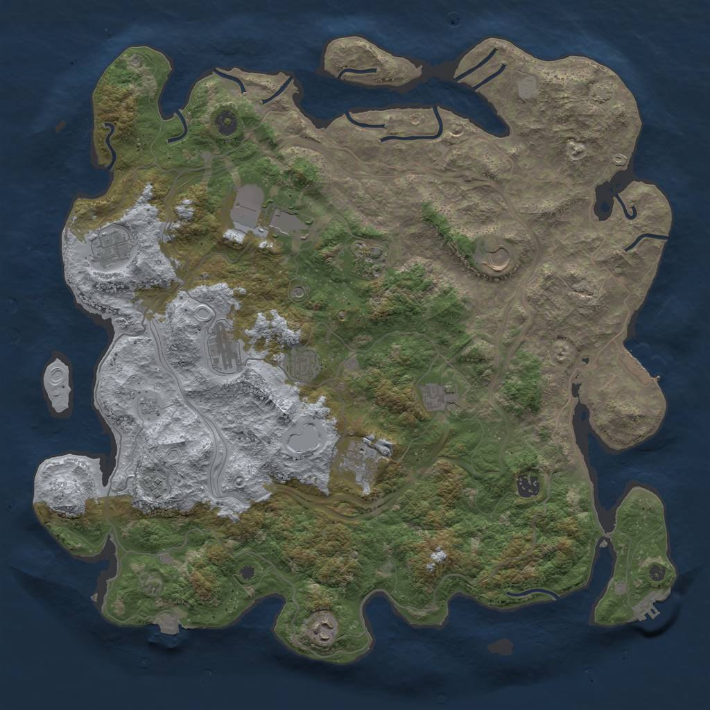 Rust Map: Procedural Map, Size: 4500, Seed: 1166654037, 19 Monuments