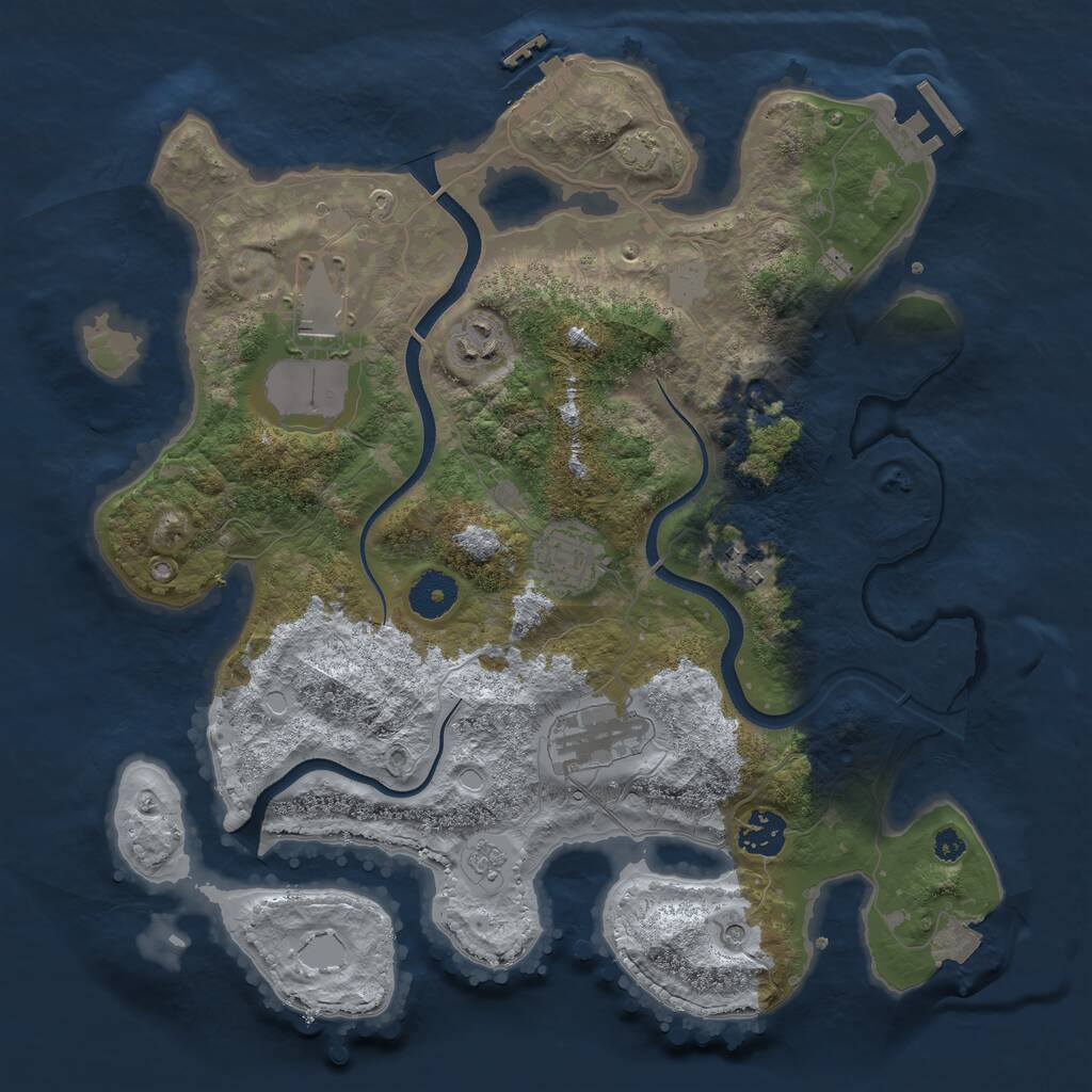 Rust Map: Procedural Map, Size: 3500, Seed: 1155069530, 12 Monuments