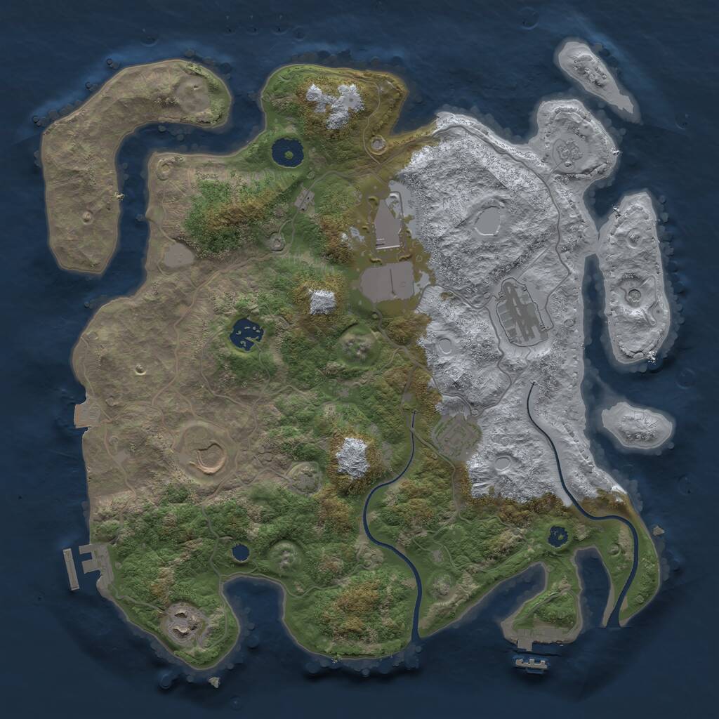 Rust Map: Procedural Map, Size: 3500, Seed: 602481565, 12 Monuments
