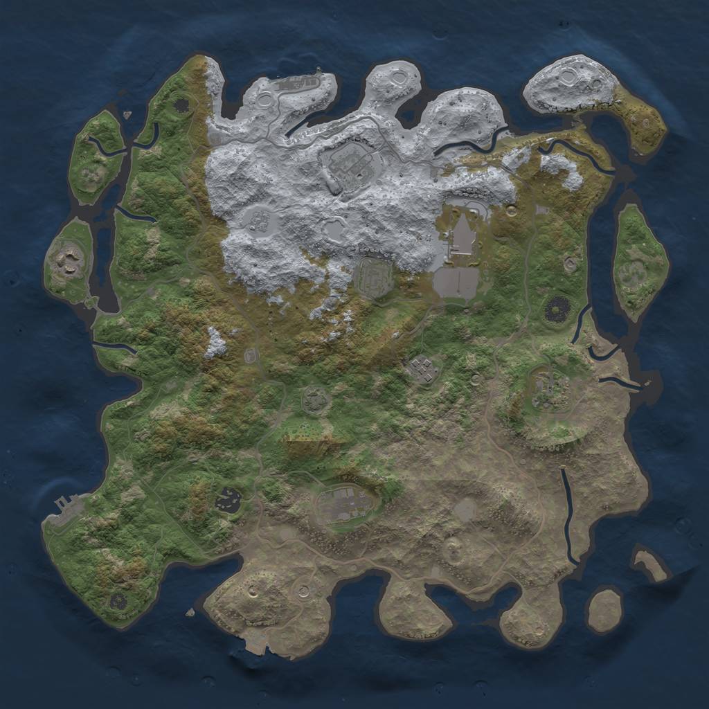 Rust Map: Procedural Map, Size: 4100, Seed: 9187237, 16 Monuments
