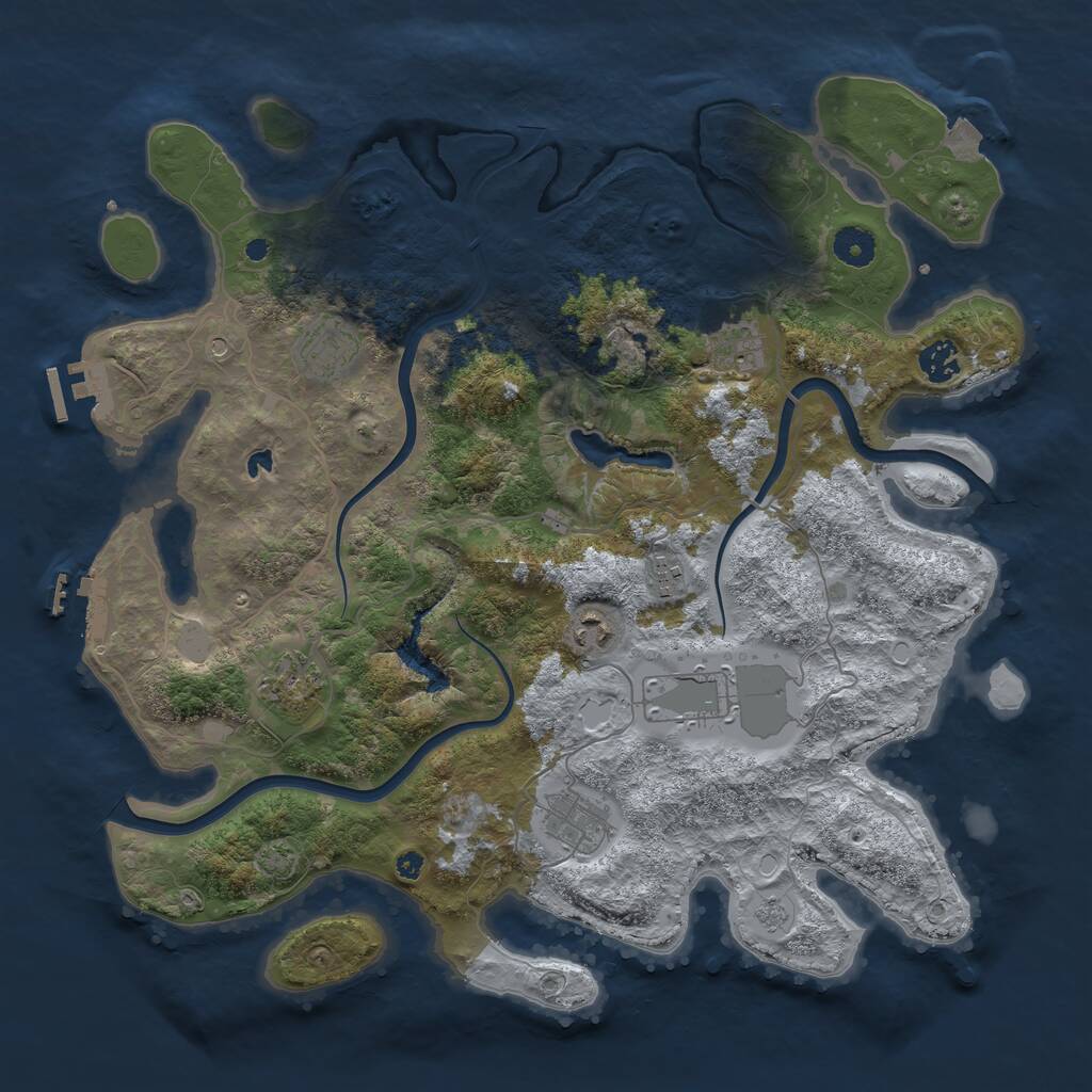 Rust Map: Procedural Map, Size: 4000, Seed: 420001755, 14 Monuments