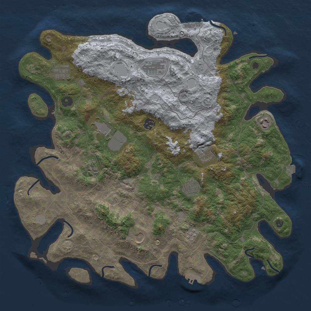 Rust Map: Procedural Map, Size: 4200, Seed: 664663, 18 Monuments