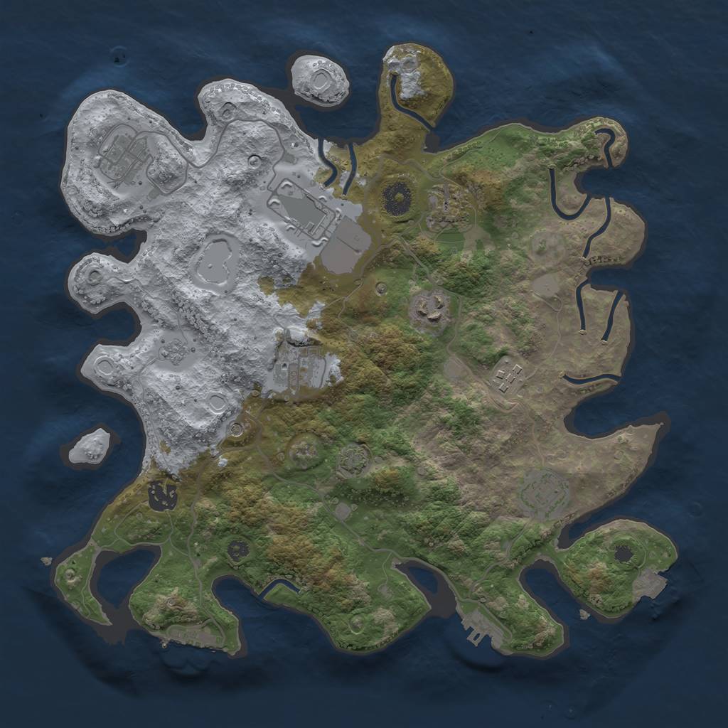 Rust Map: Procedural Map, Size: 3500, Seed: 73248245, 16 Monuments