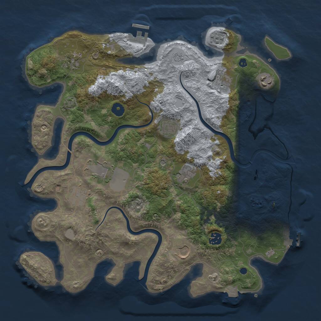 Rust Map: Procedural Map, Size: 3750, Seed: 41669459, 16 Monuments