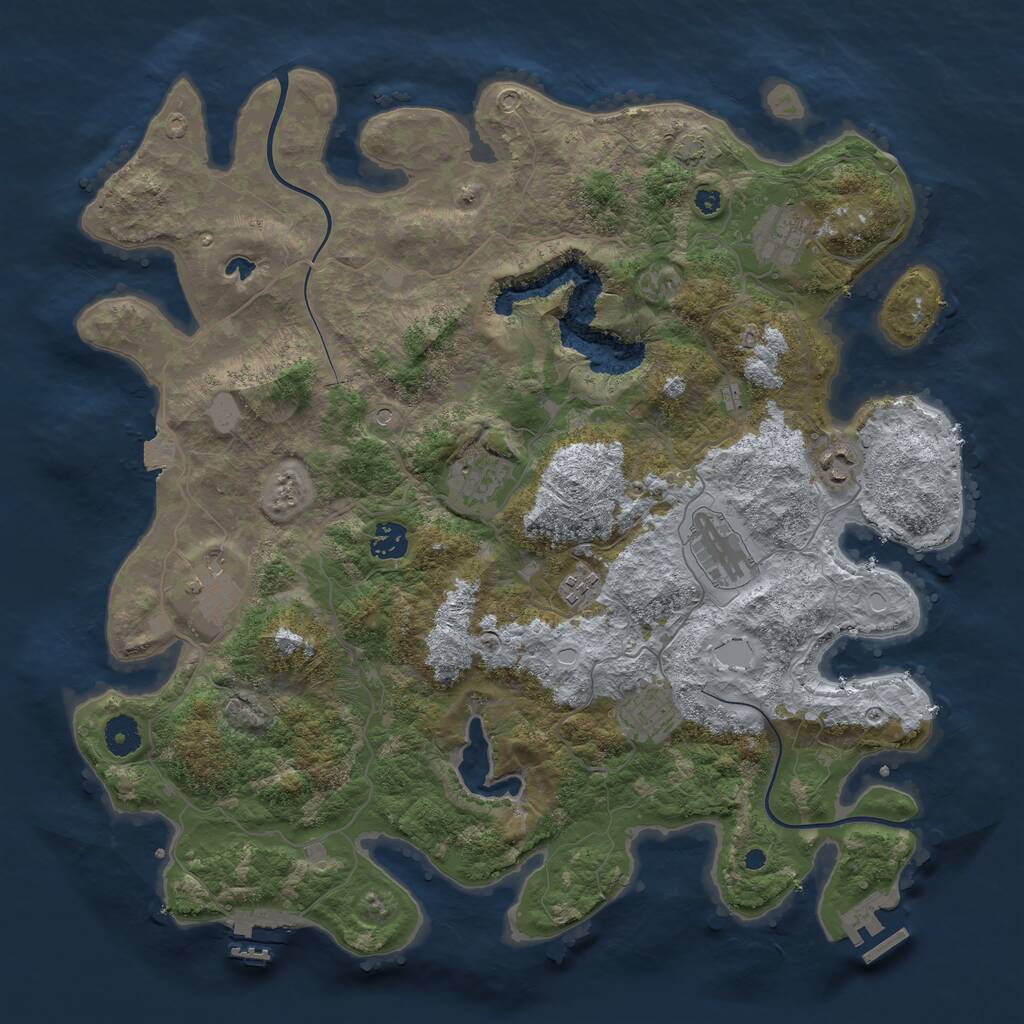 Rust Map: Procedural Map, Size: 4000, Seed: 2142393665, 13 Monuments