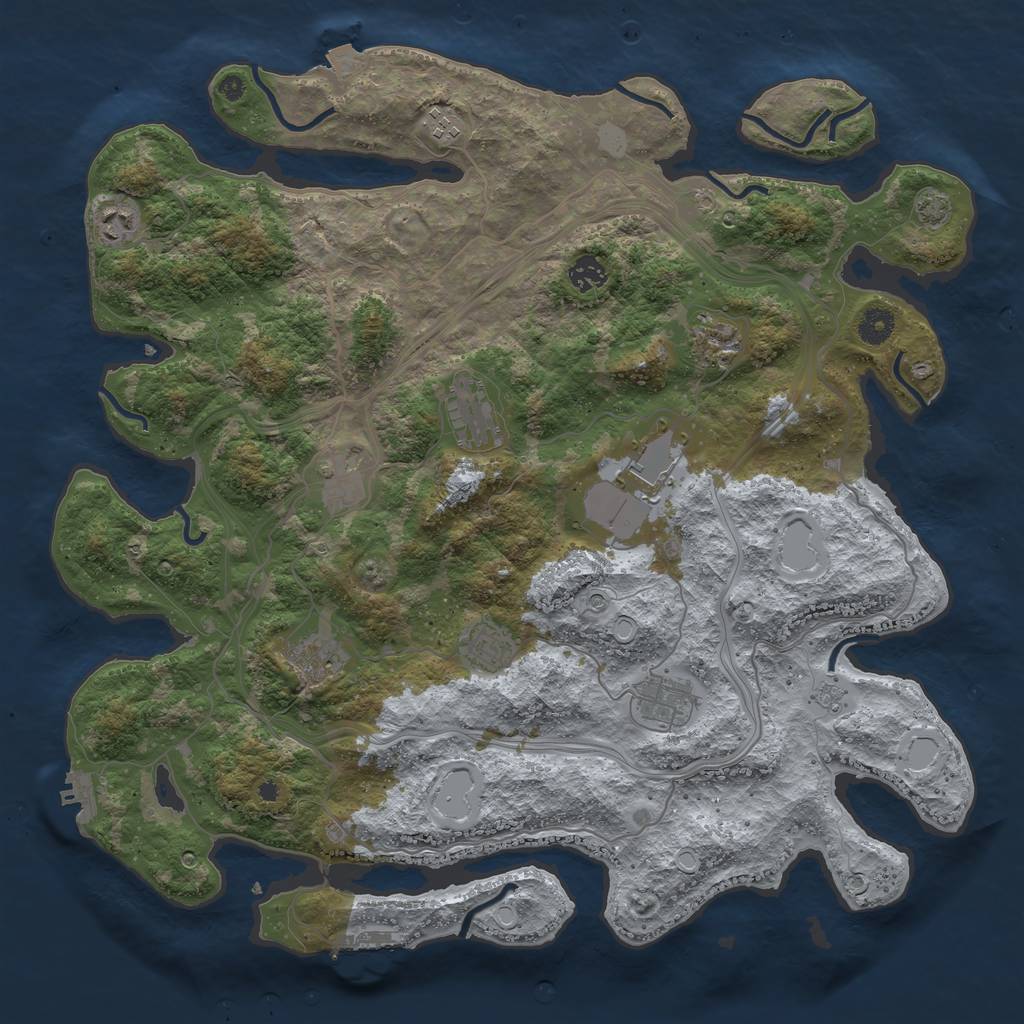 Rust Map: Procedural Map, Size: 4250, Seed: 1387721636, 18 Monuments