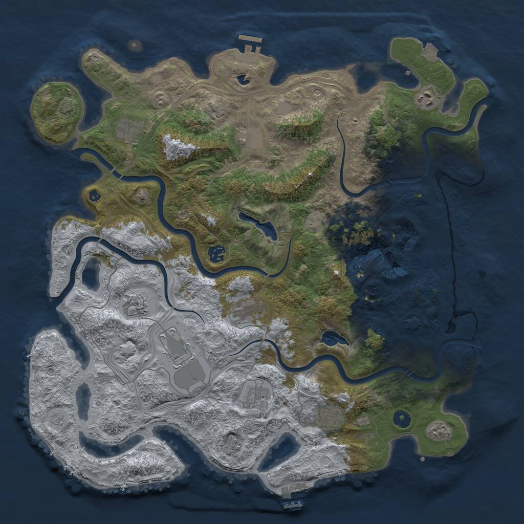 Rust Map: Procedural Map, Size: 4500, Seed: 1197107786, 16 Monuments