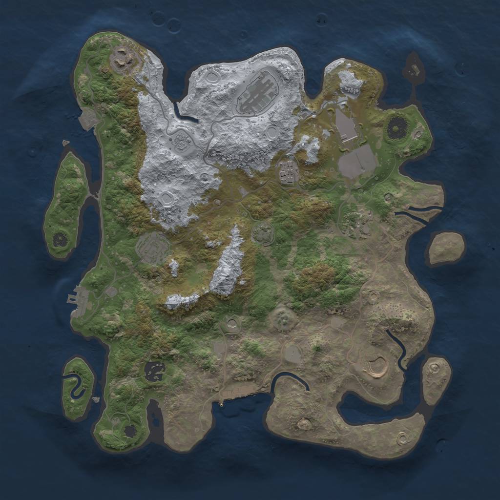 Rust Map: Procedural Map, Size: 3500, Seed: 353144218, 16 Monuments
