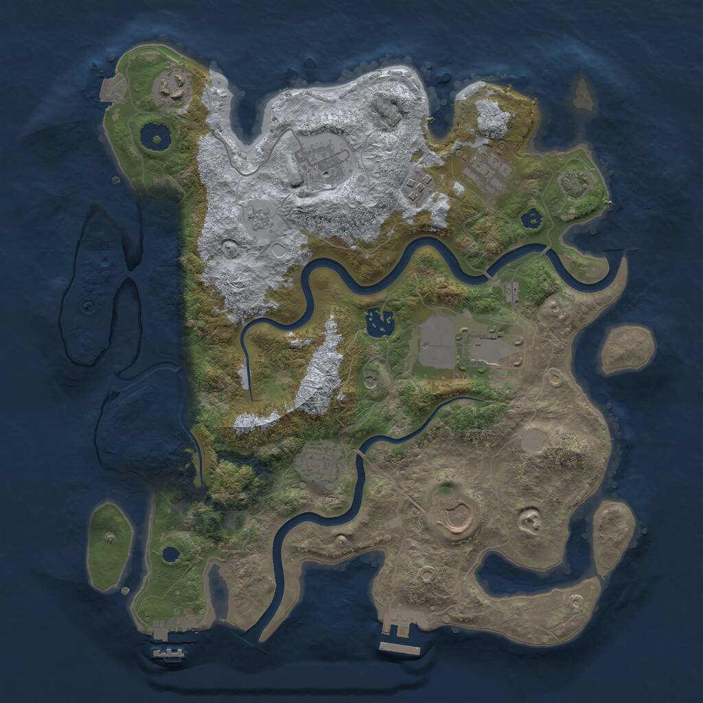 Rust Map: Procedural Map, Size: 3500, Seed: 353144218, 14 Monuments