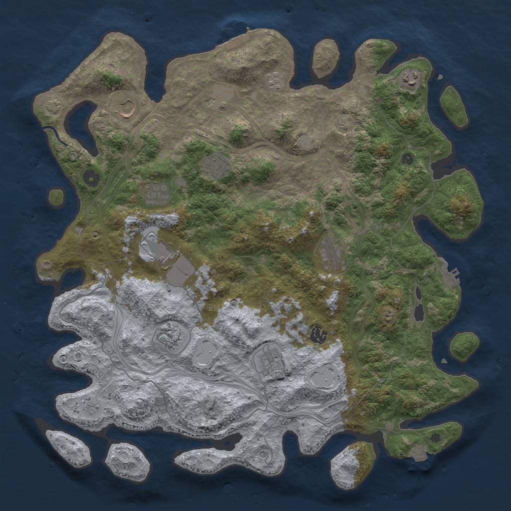 Rust Map: Procedural Map, Size: 4500, Seed: 382055090, 19 Monuments