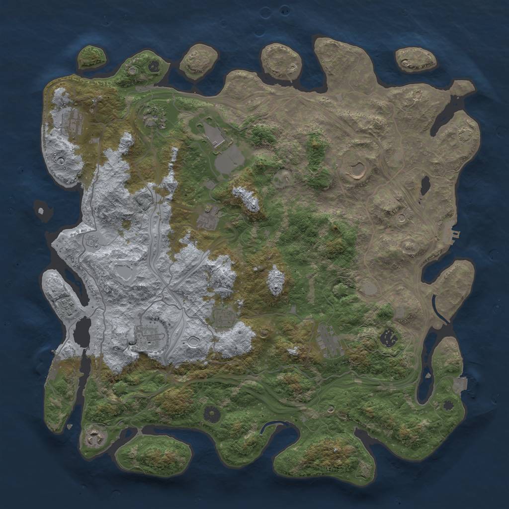 Rust Map: Procedural Map, Size: 4500, Seed: 1415350837, 19 Monuments