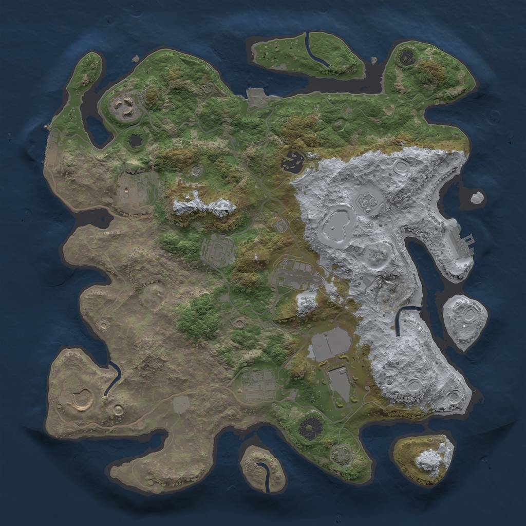 Rust Map: Procedural Map, Size: 3500, Seed: 1223924355, 16 Monuments