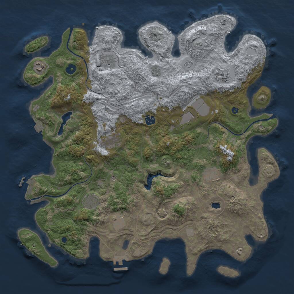 Rust Map: Procedural Map, Size: 4300, Seed: 6102023, 16 Monuments