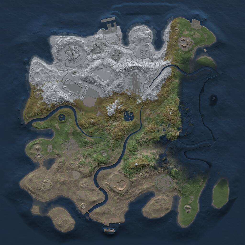 Rust Map: Procedural Map, Size: 3500, Seed: 41848665, 15 Monuments