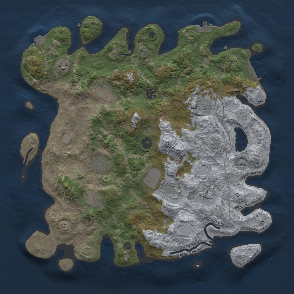 Rust Map: Procedural Map, Size: 4000, Seed: 451733738, 17 Monuments