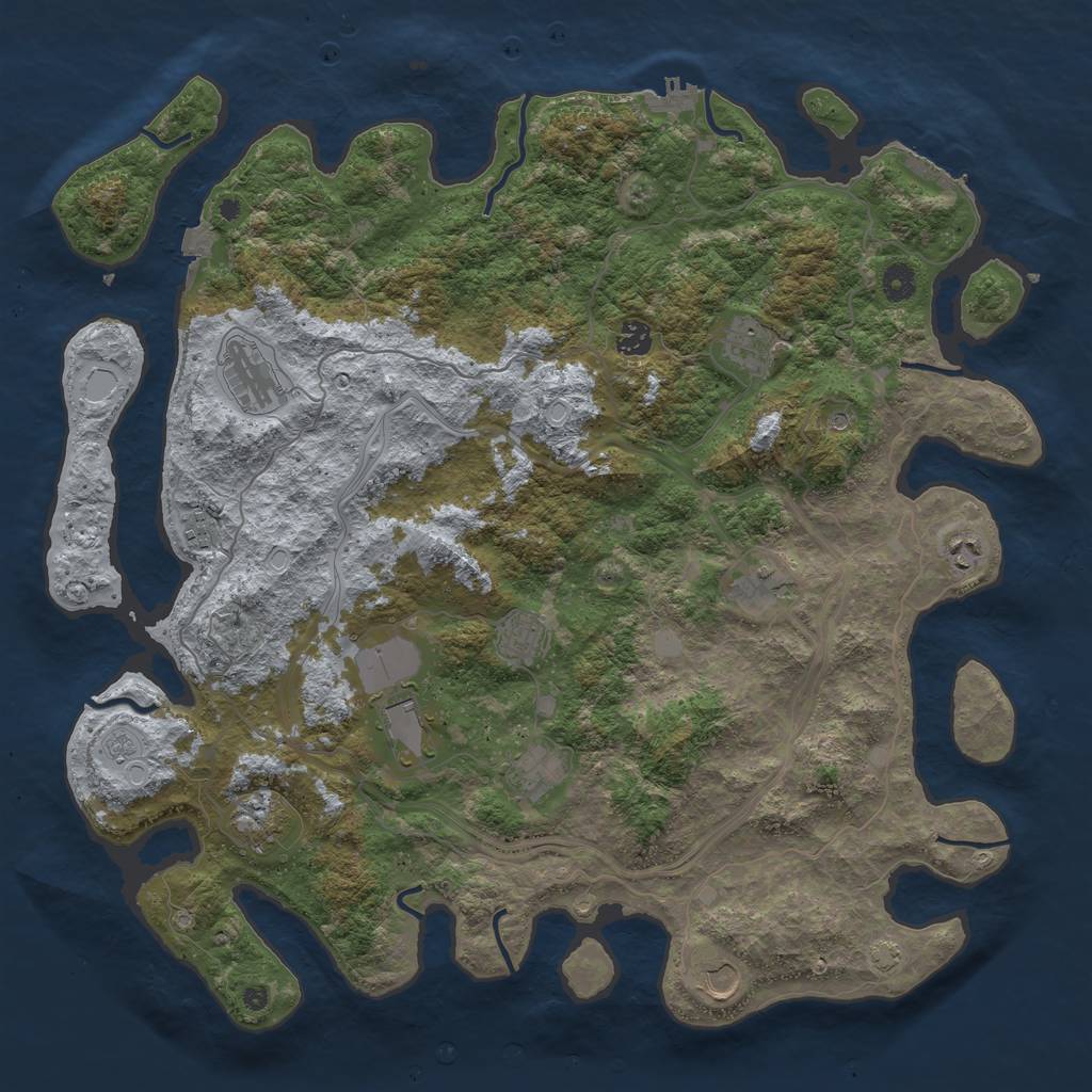 Rust Map: Procedural Map, Size: 4500, Seed: 637322, 19 Monuments