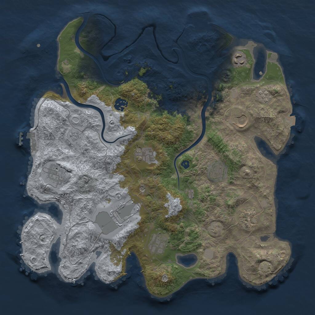 Rust Map: Procedural Map, Size: 3700, Seed: 24389798, 16 Monuments