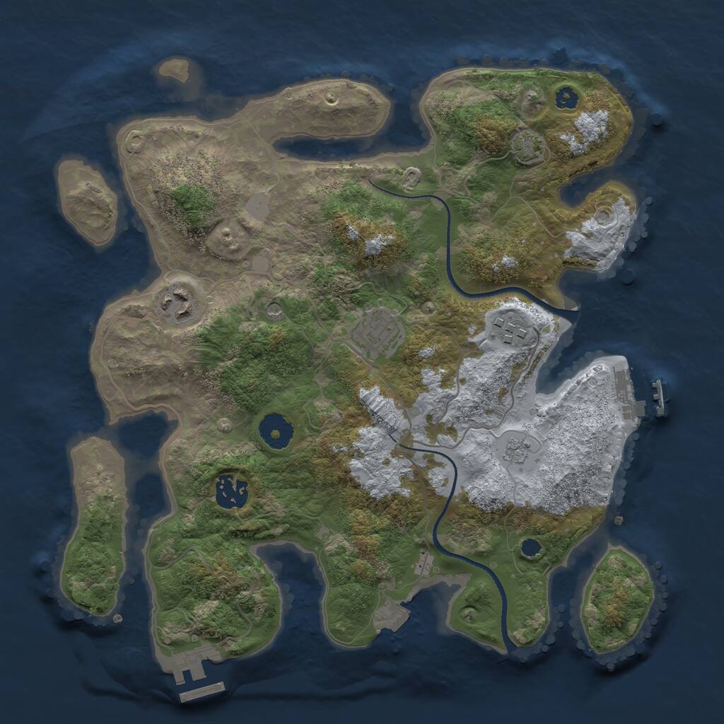 Rust Map: Procedural Map, Size: 3200, Seed: 3440586, 10 Monuments