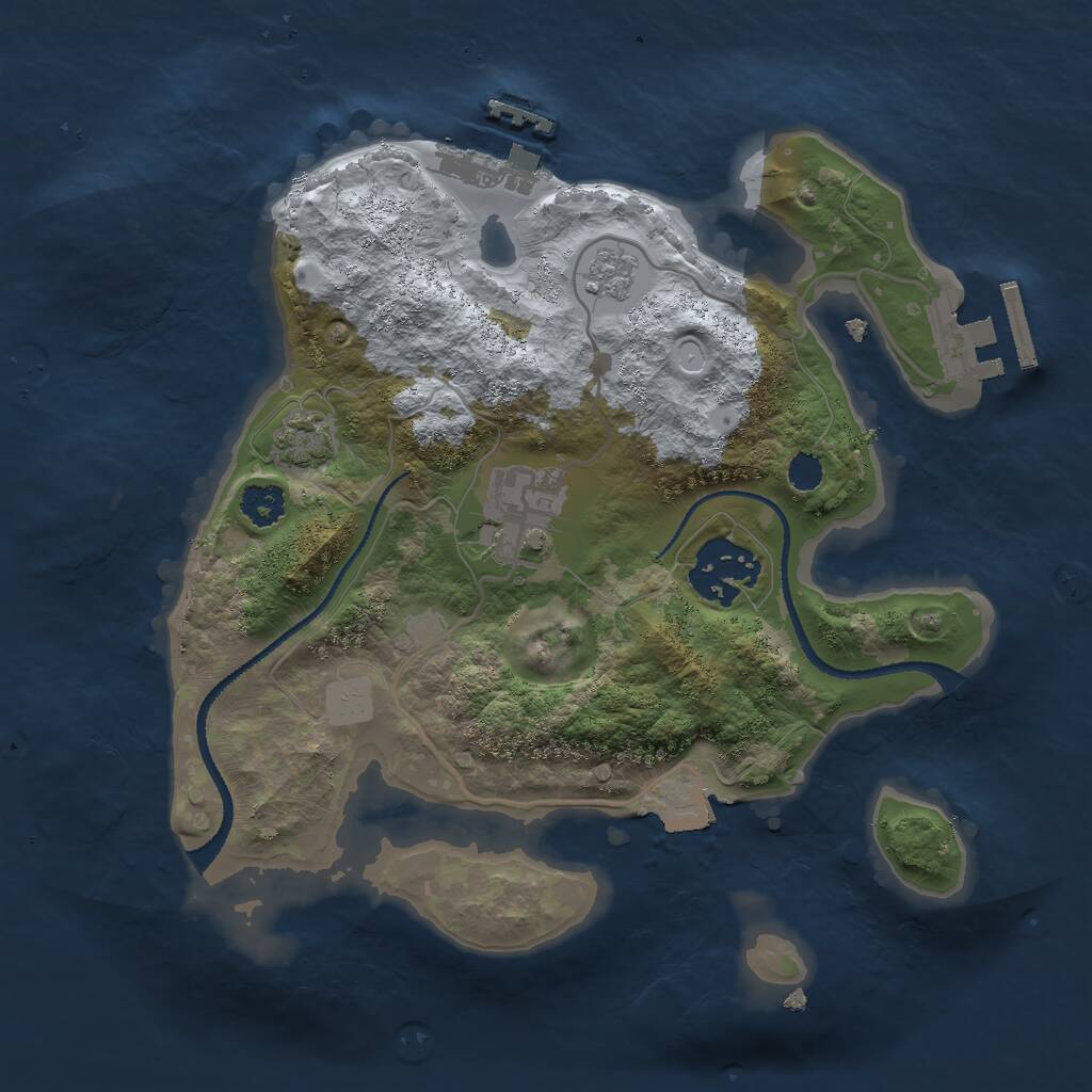 Rust Map: Procedural Map, Size: 2500, Seed: 440132000, 7 Monuments