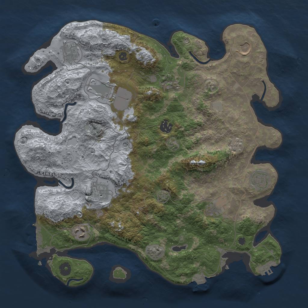 Rust Map: Procedural Map, Size: 3650, Seed: 41040920, 18 Monuments