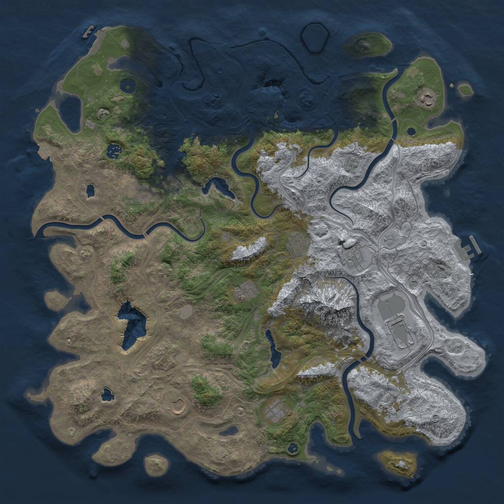 Rust Map: Procedural Map, Size: 5000, Seed: 74182, 17 Monuments