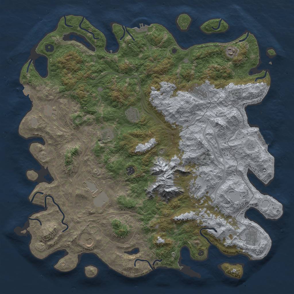 Rust Map: Procedural Map, Size: 5000, Seed: 74182, 19 Monuments