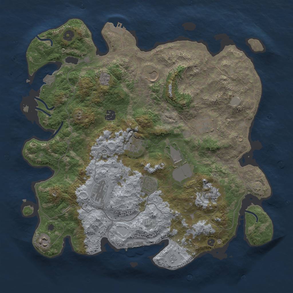 Rust Map: Procedural Map, Size: 4000, Seed: 93999, 18 Monuments