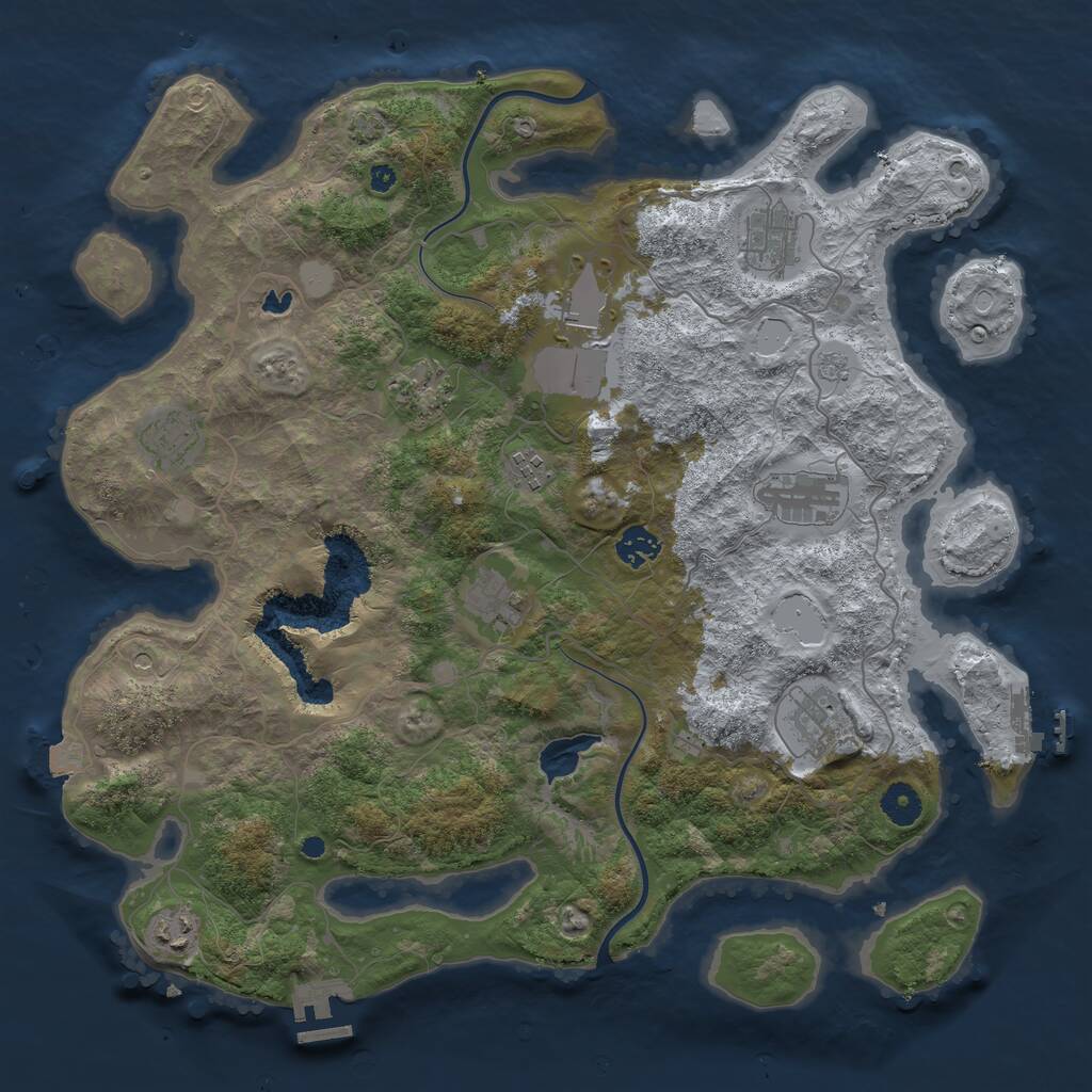 Rust Map: Procedural Map, Size: 4000, Seed: 1183892416, 16 Monuments