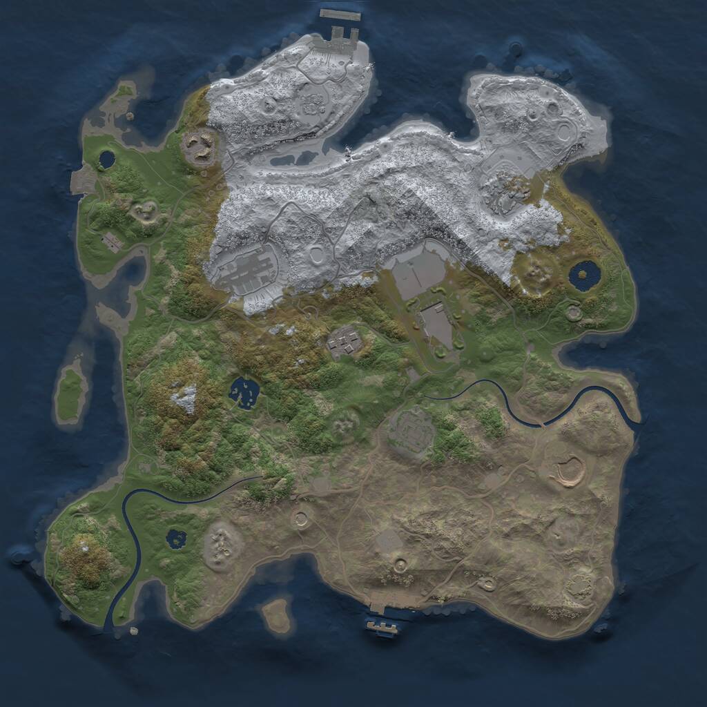 Rust Map: Procedural Map, Size: 3500, Seed: 1924172493, 14 Monuments