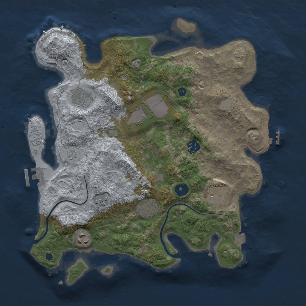 Rust Map: Procedural Map, Size: 3500, Seed: 1623386064, 12 Monuments