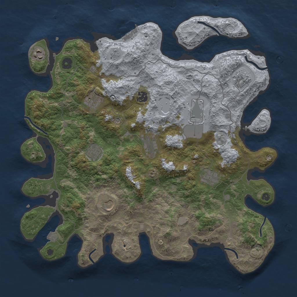 Rust Map: Procedural Map, Size: 4000, Seed: 5490, 16 Monuments