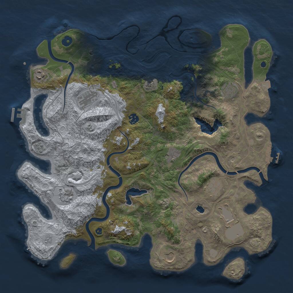 Rust Map: Procedural Map, Size: 4250, Seed: 1245344387, 16 Monuments