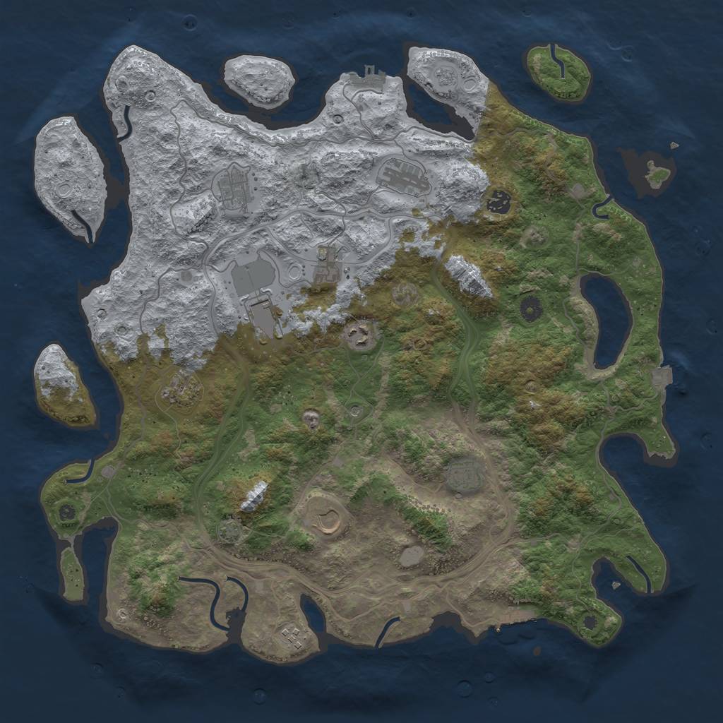 Rust Map: Procedural Map, Size: 4500, Seed: 703159055, 18 Monuments